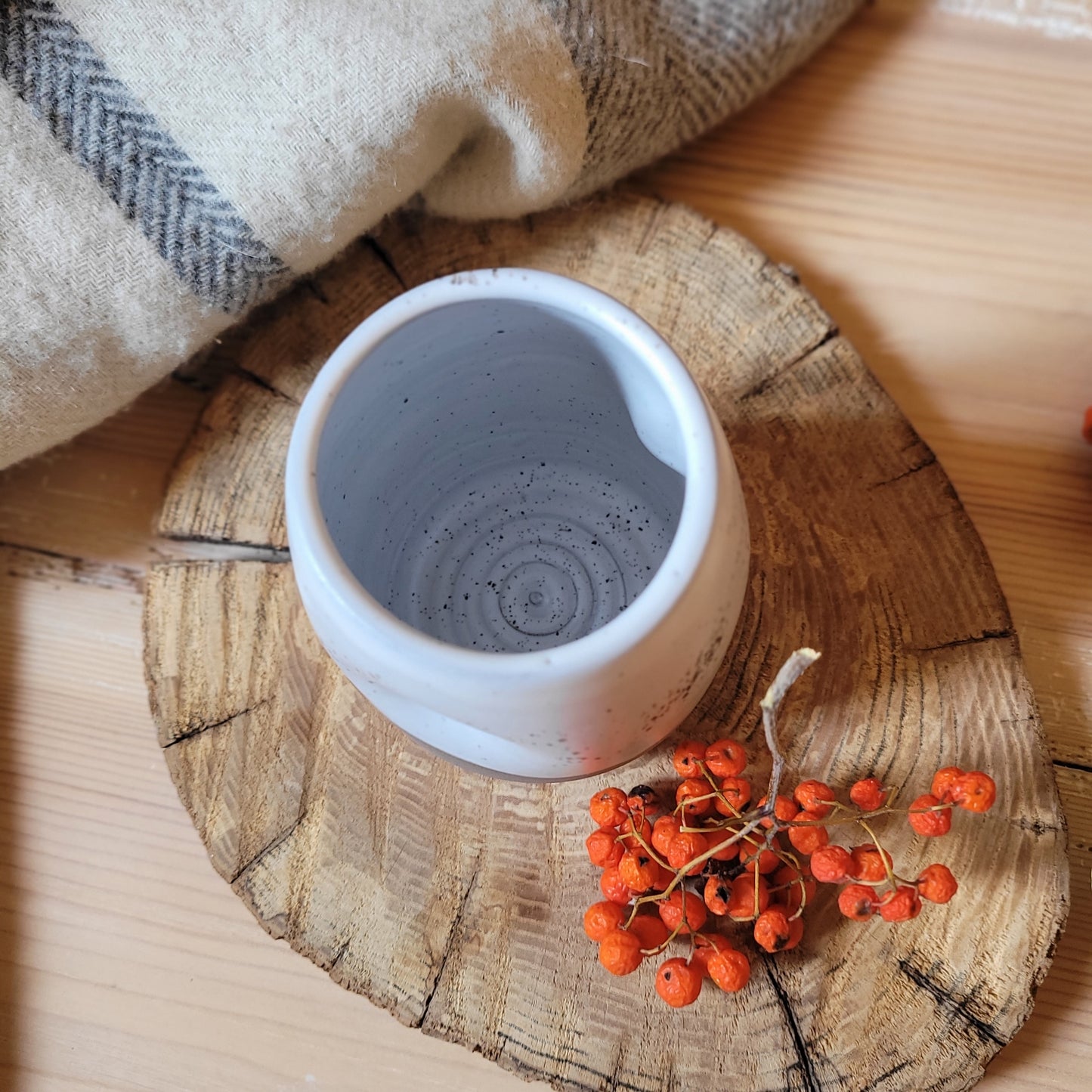 Ceramic Tumbler- Gray stonaware with white speckled glaze | 400 ml