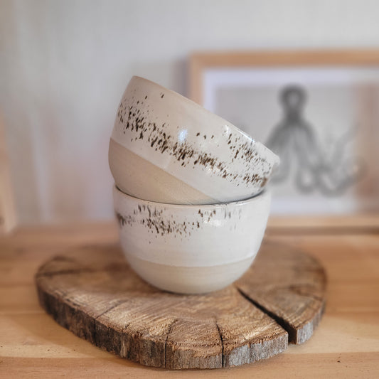 Handmade Ceramic Soup Bowl - Speckled White