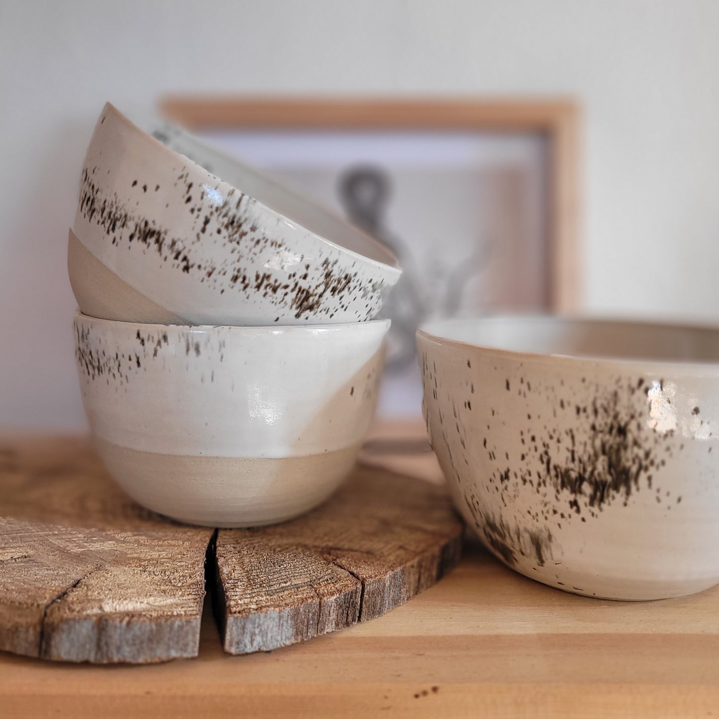 Handmade Ceramic Soup Bowl - Speckled White