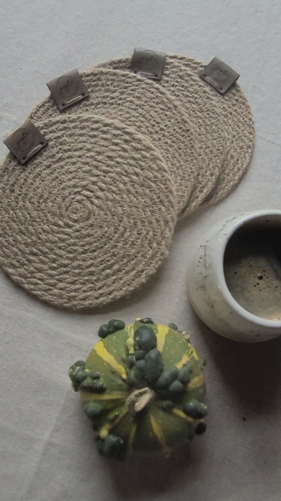 Embrace the natural beauty of jute fiber with these elegant coasters