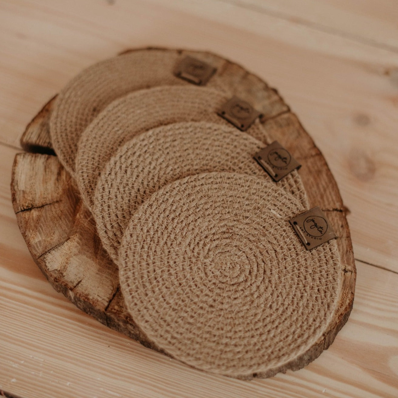 Set of 4 natural jute coasters