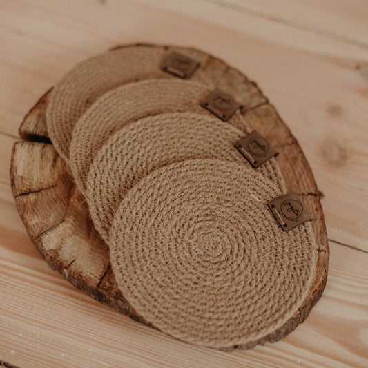 Set of 4 natural jute coasters
