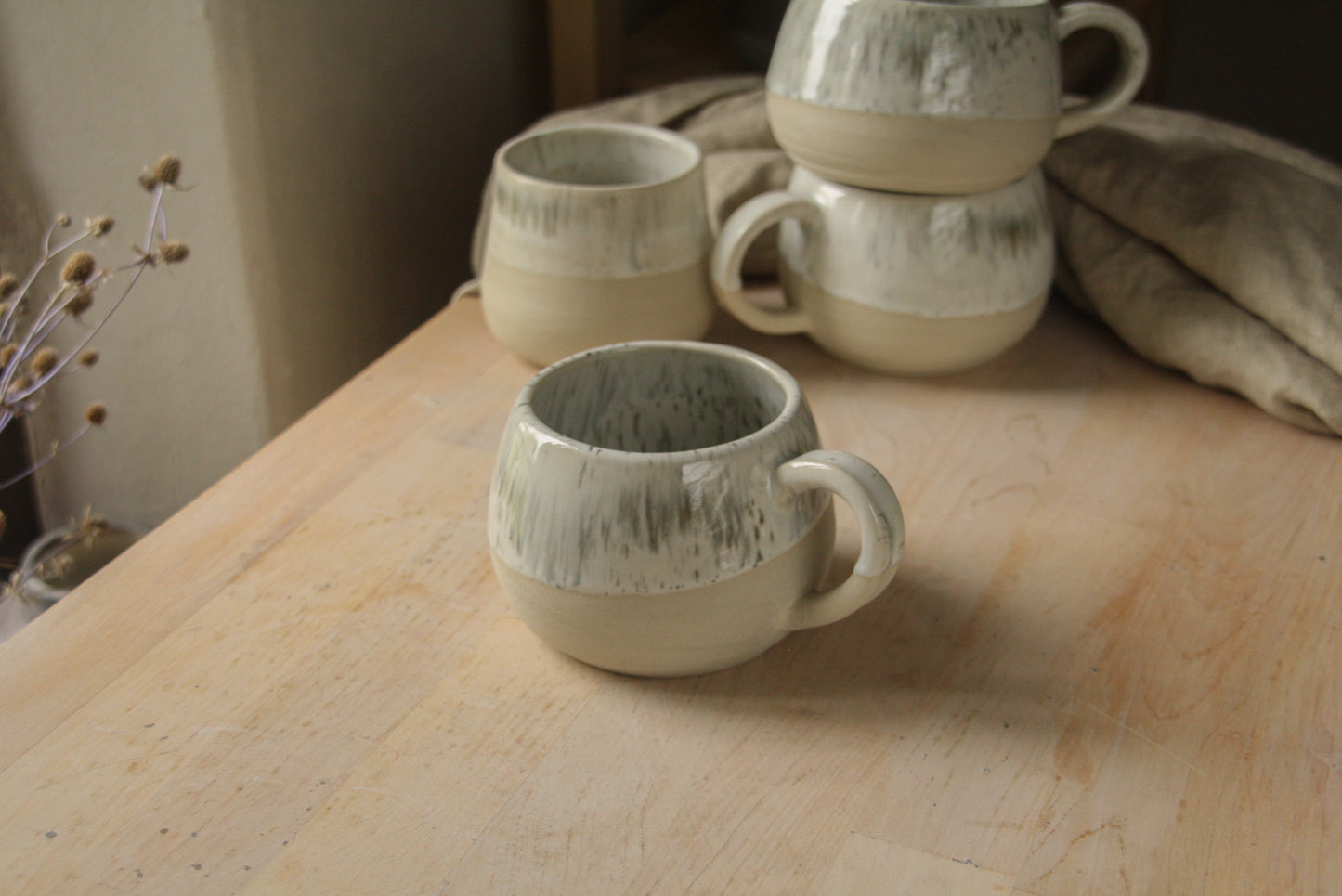 CERAMIC Cappuccino cup"CREAM WHITE + SPECKLED" (400 ml)