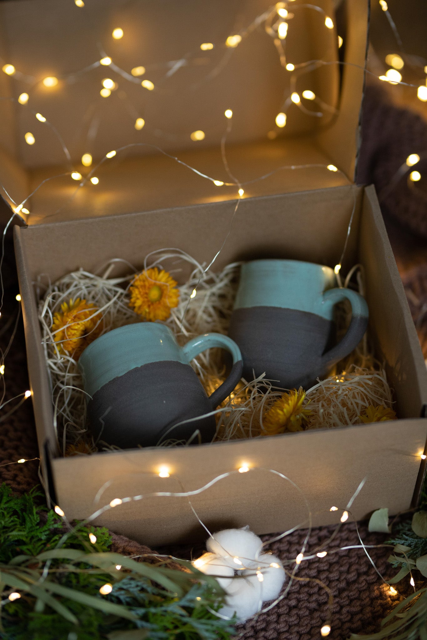 Mint glazed mug gift set (two 500 ml)