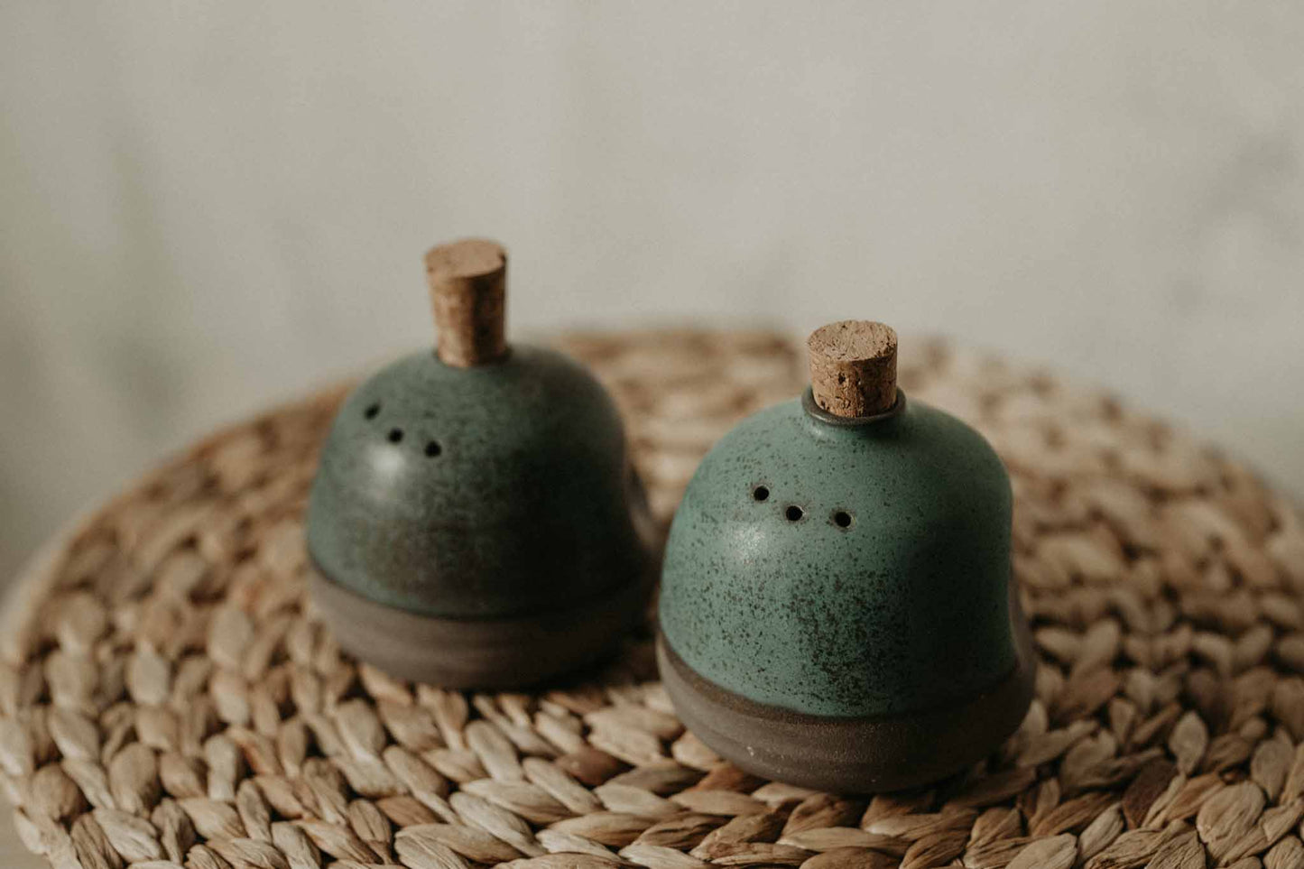 Dark ceramic shaker set of two