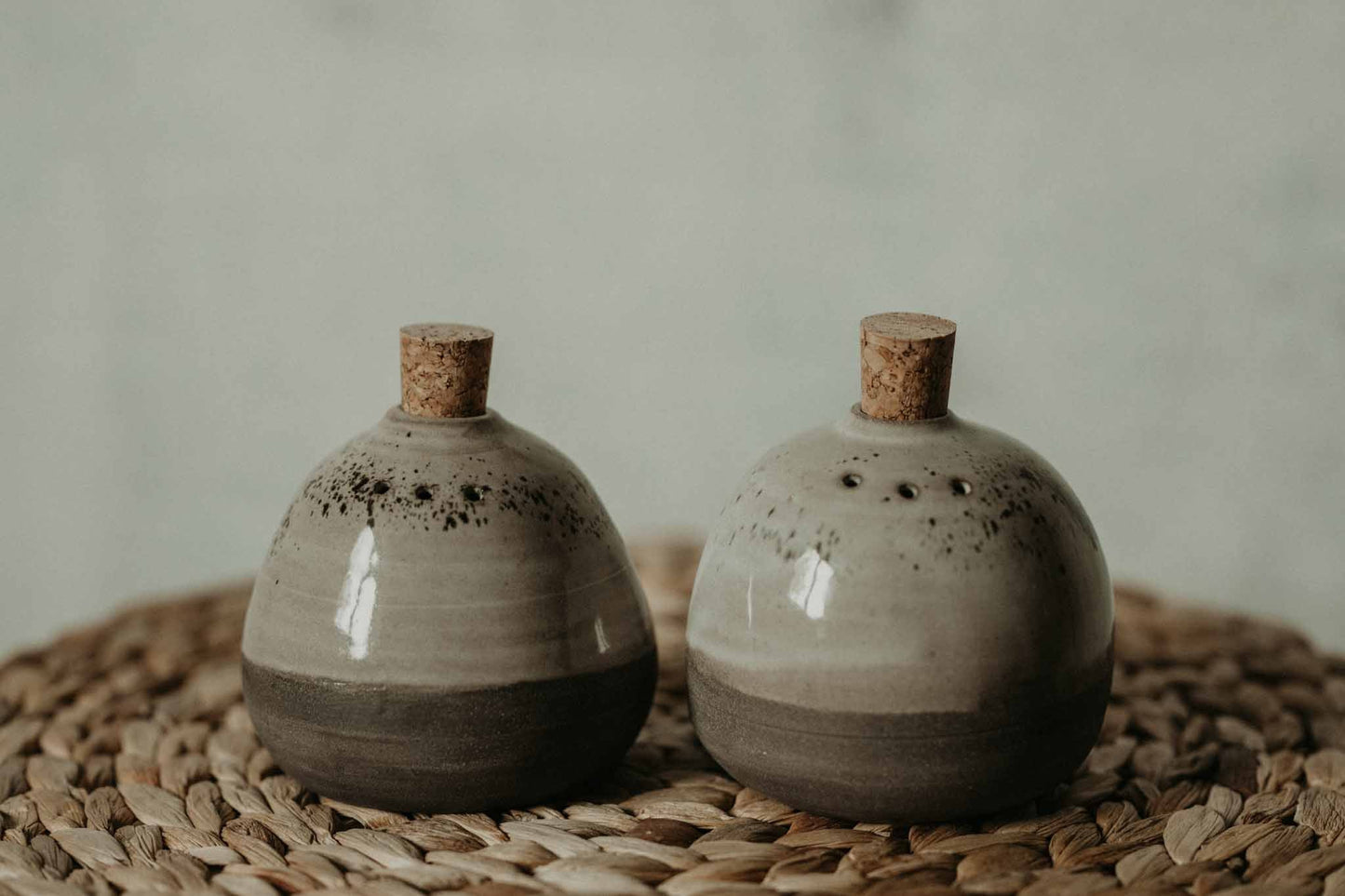 Grey speckled ceramic shaker