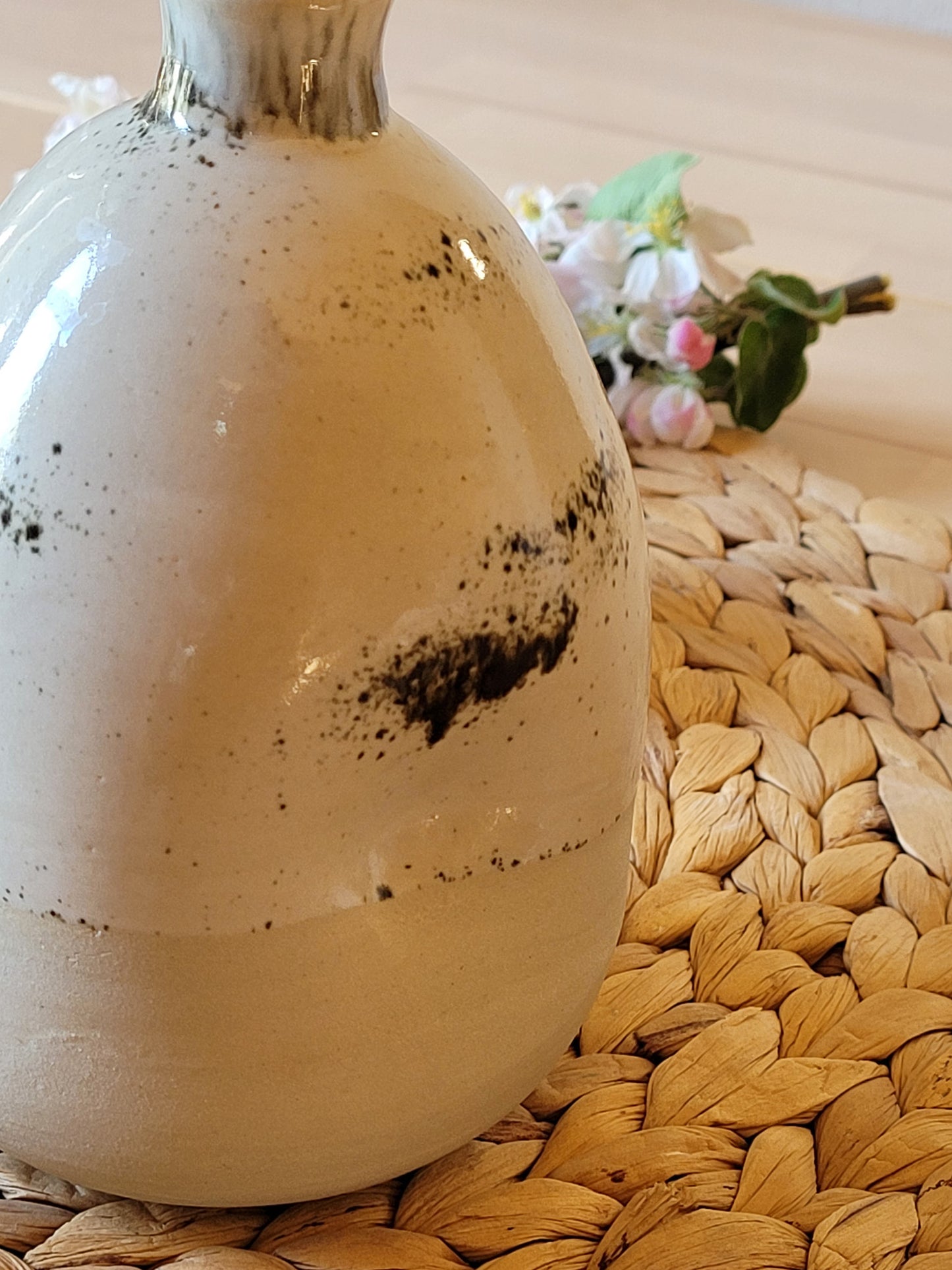 Rustikale handgefertigte Steingut-Keramik – Ölspender-Menage