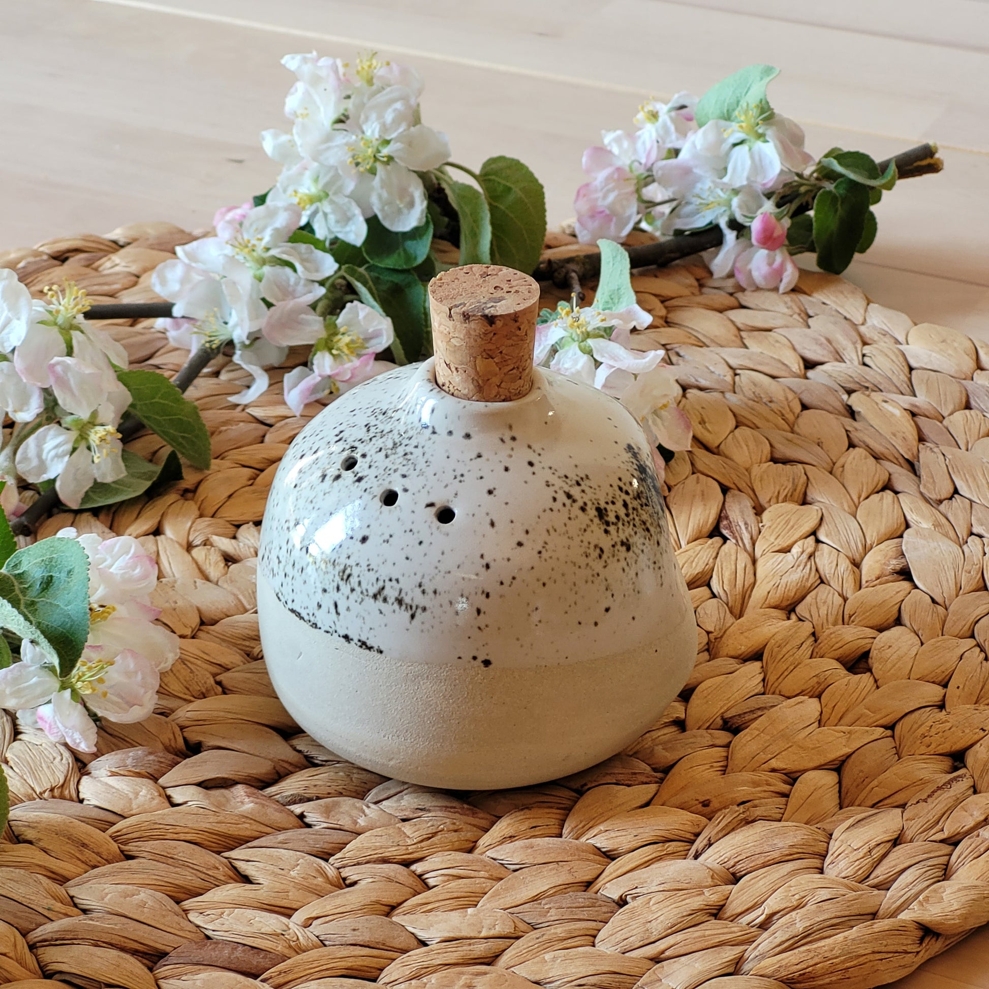 Beautiful handmade pottery salt and pepper shakers. These unique stoneware shakers are the perfect housewarming gift. Handcrafted and food-safe, each piece is one-of-a-kind.