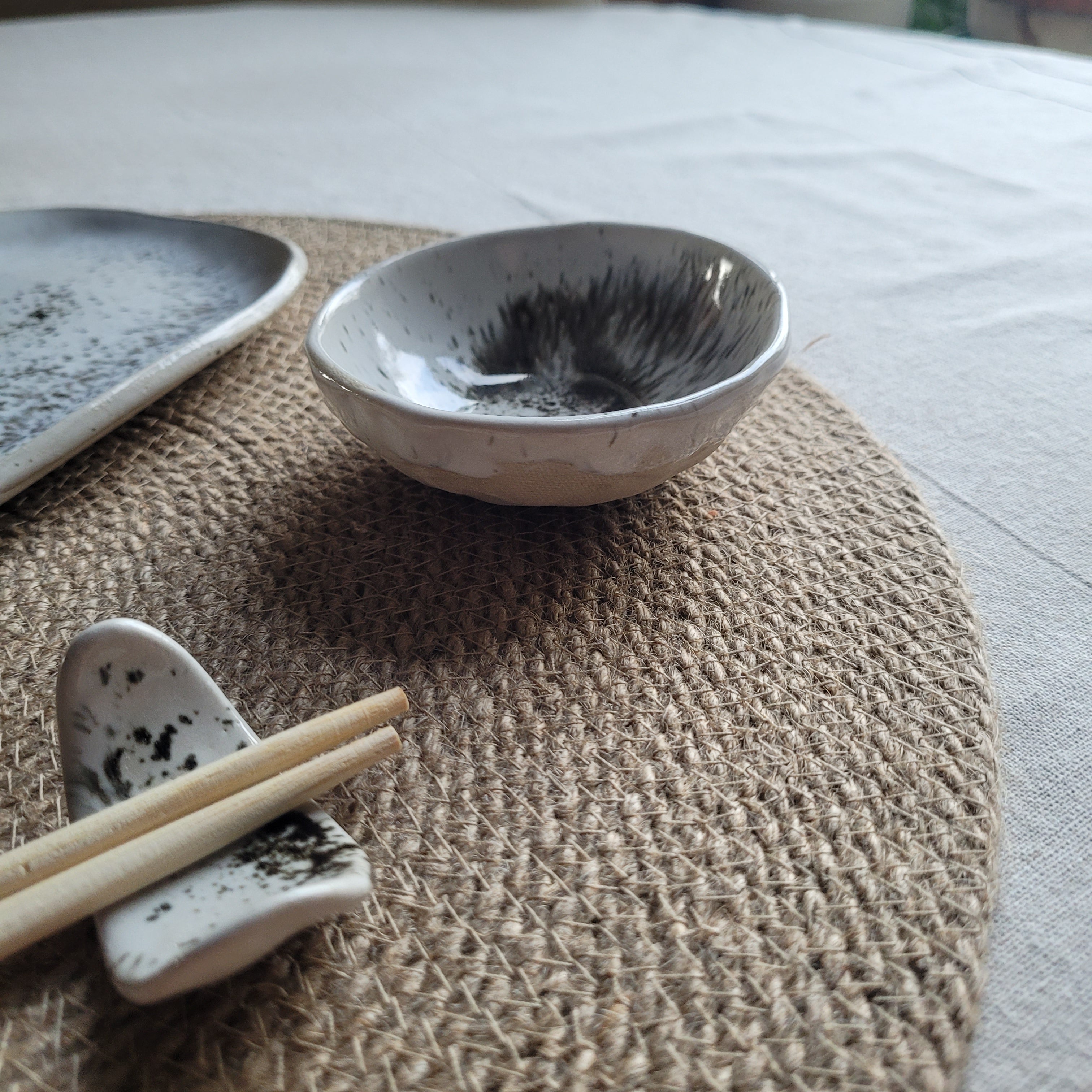 Handmade stoneware ceramic high quality sushi set. 5 pieces