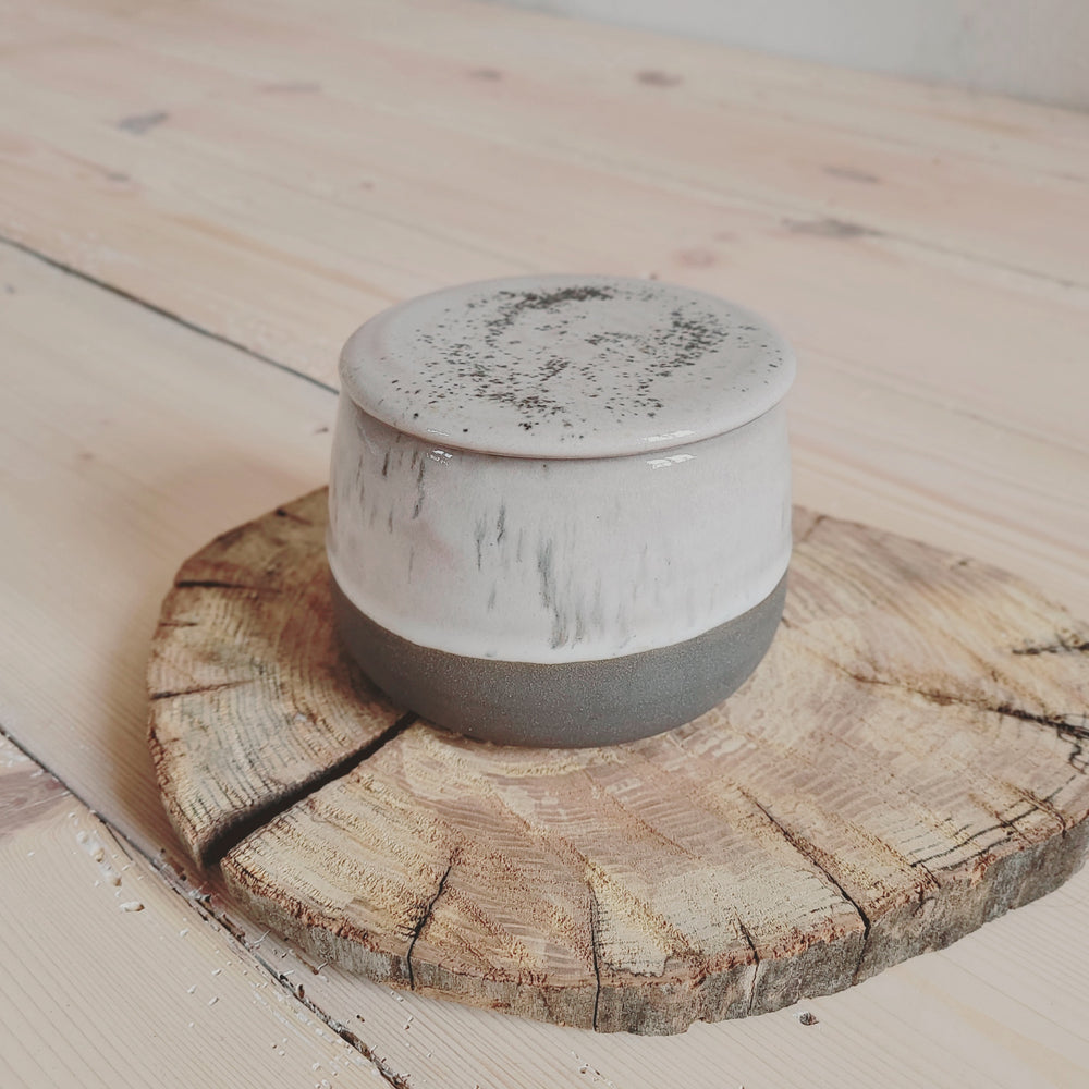 Butter Dish | Gray White Speckled Stoneware | Handmade