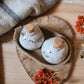 Ceramic Salt and Pepper jars- Set of two jars and jute basket. White with white speckled glaze