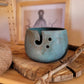 CERAMIC YARN BOWL “Gray with blue glaze”