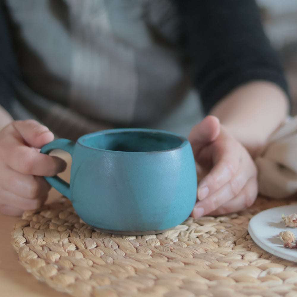 Cappuccino Mug | Teal Matte Stoneware | Handmade 310ml