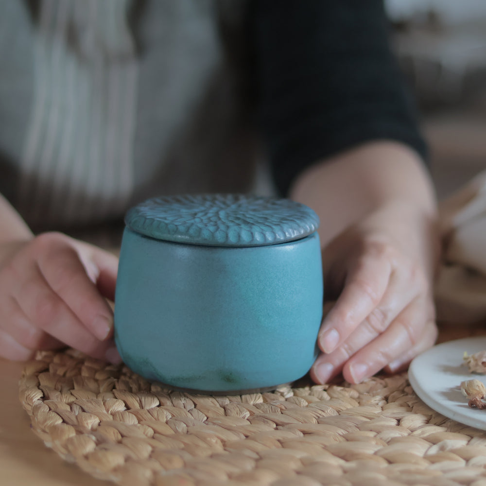 Sugar Bowl | Teal Matte Stoneware | Handmade