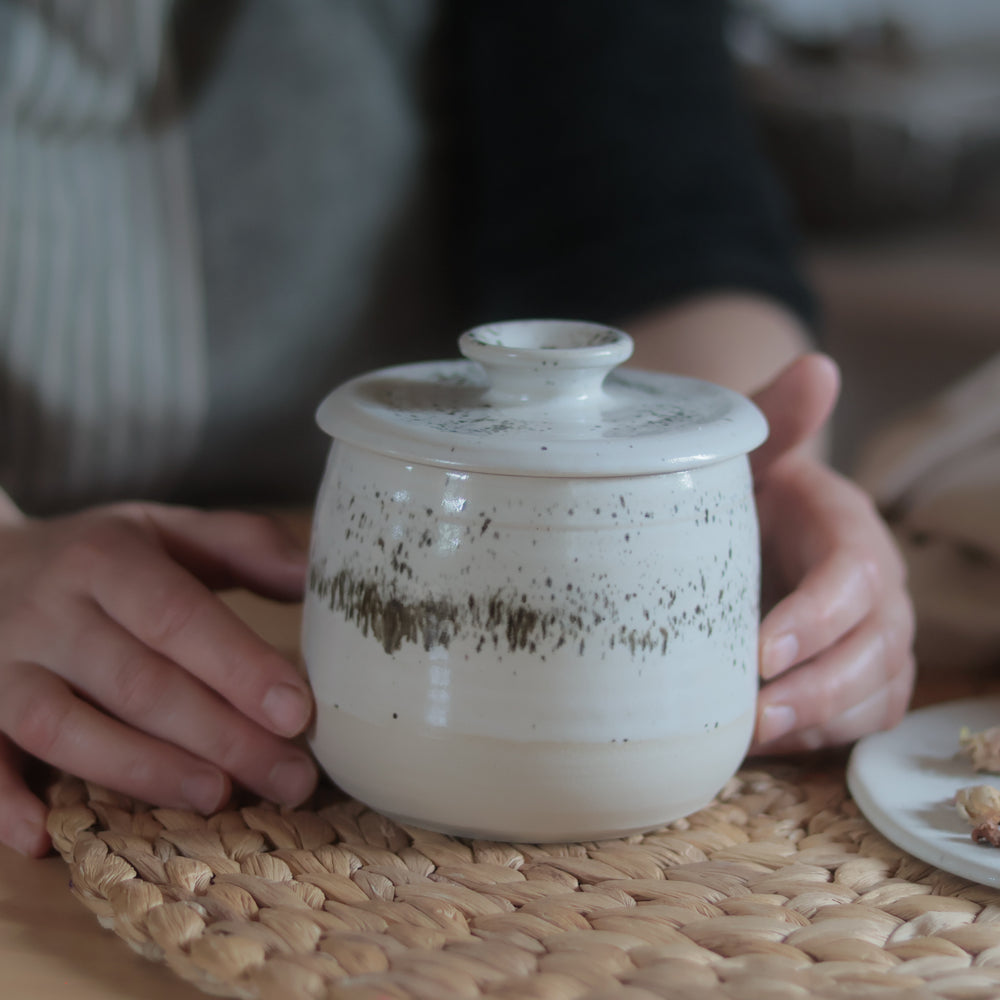 Sugar Bowl | Speckled Stoneware with Lid | Handmade
