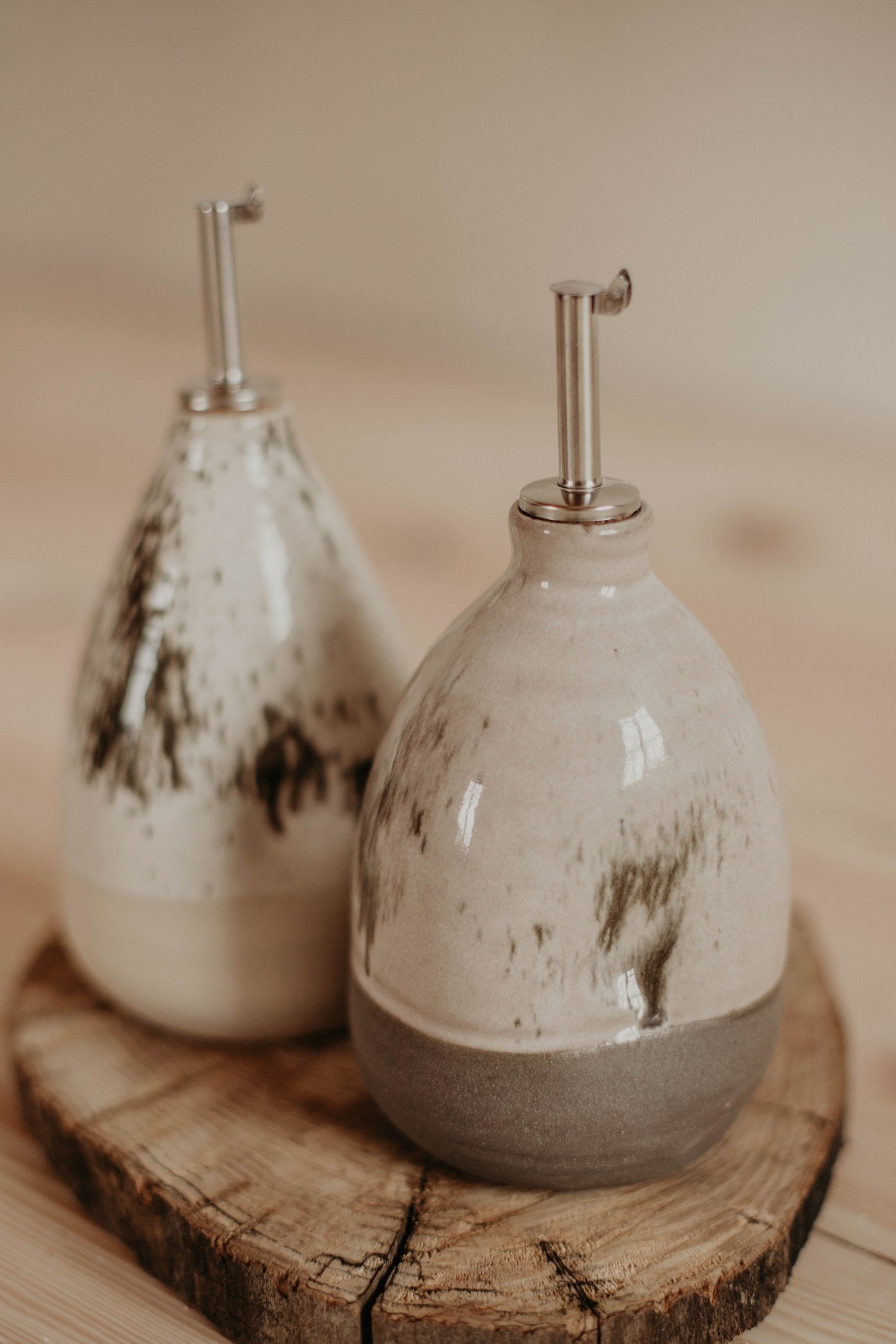 Made with love in a small pottery studio, each oil bottle is unique and handcrafted with care.