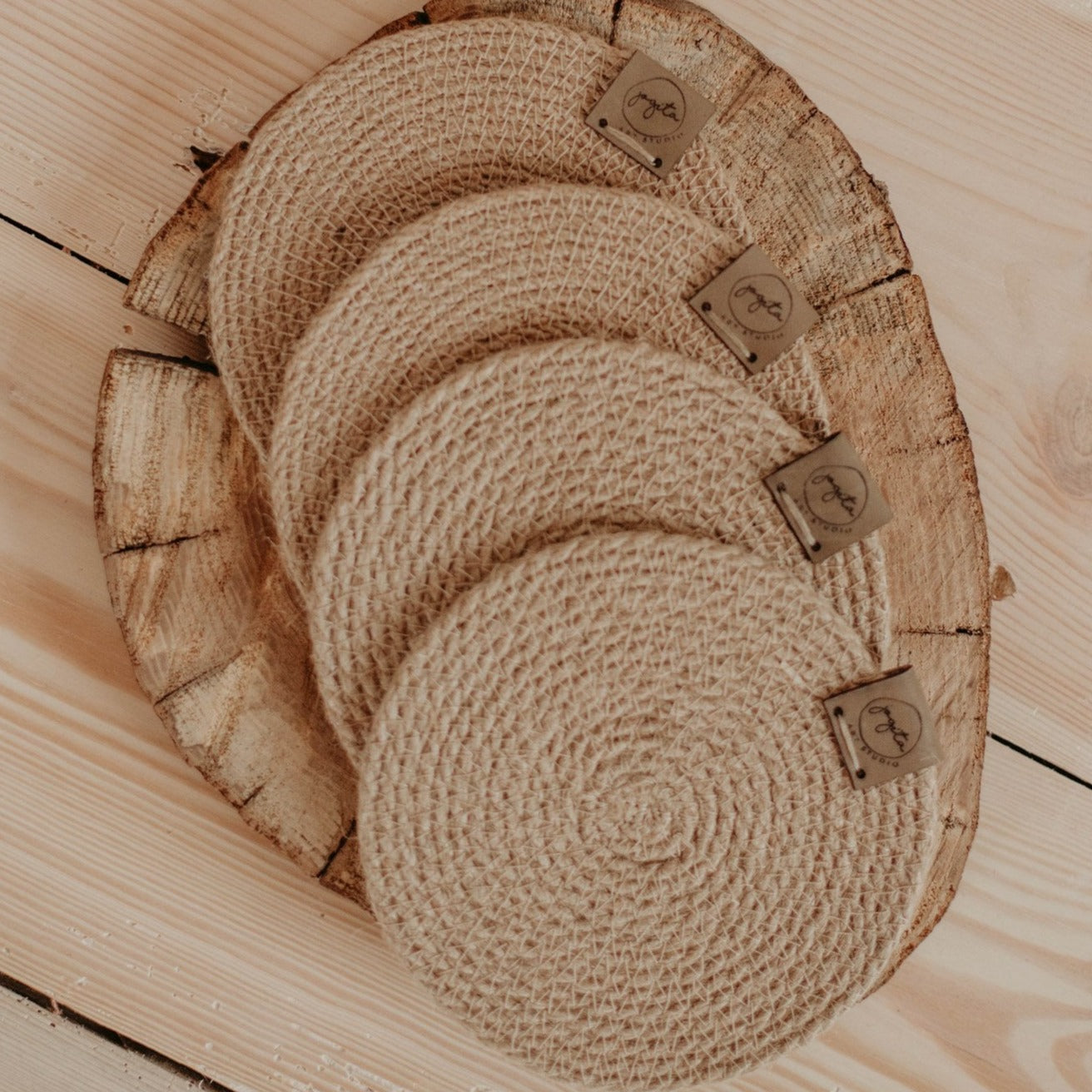 Add a touch of rustic charm to your dining room with these jute coasters