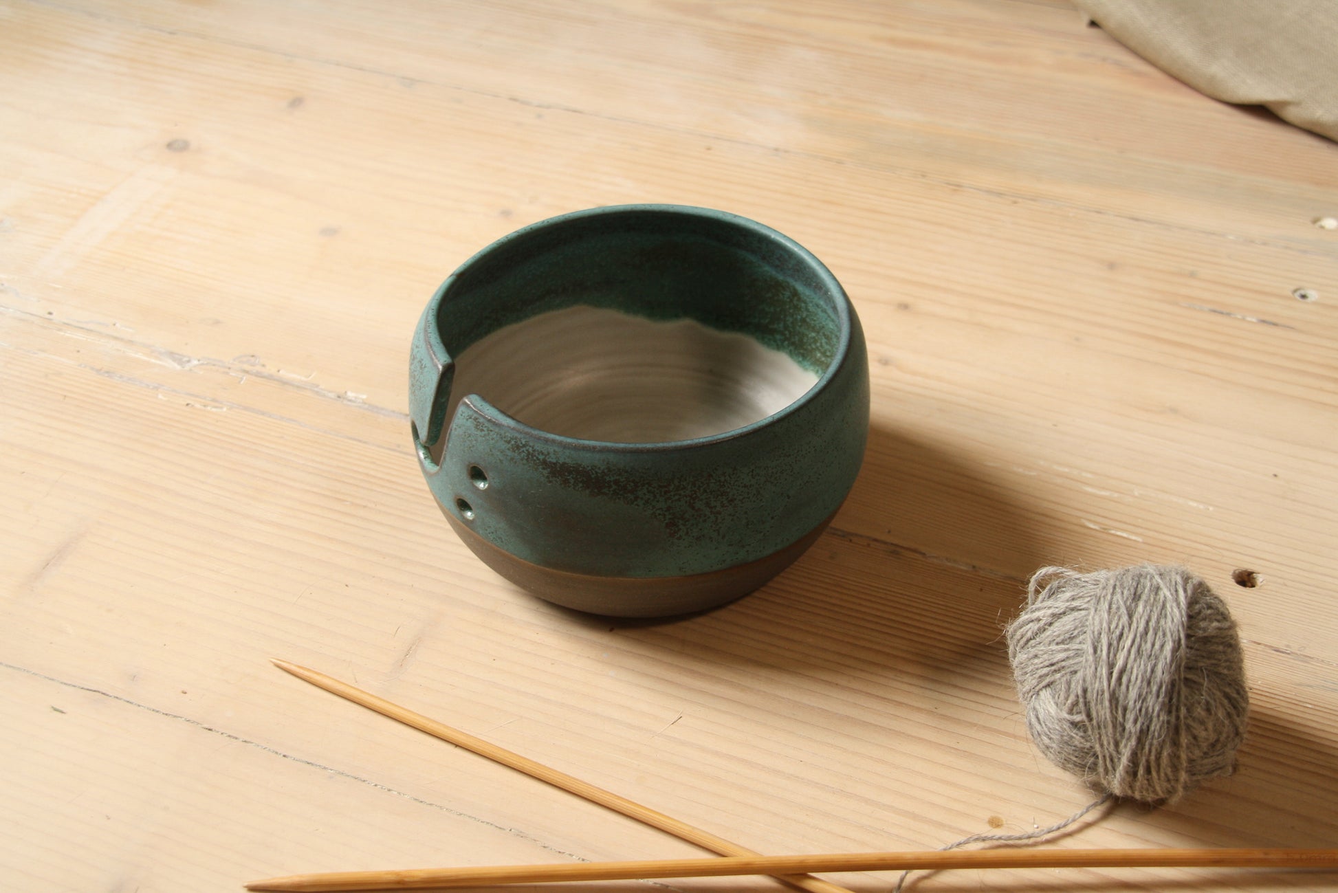 Crochet Bowl - Handmade Pottery Yarn Bowl