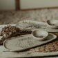 White speckled snack plate set