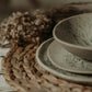 Dreiteiliges Geschirrset aus cremiger Keramik