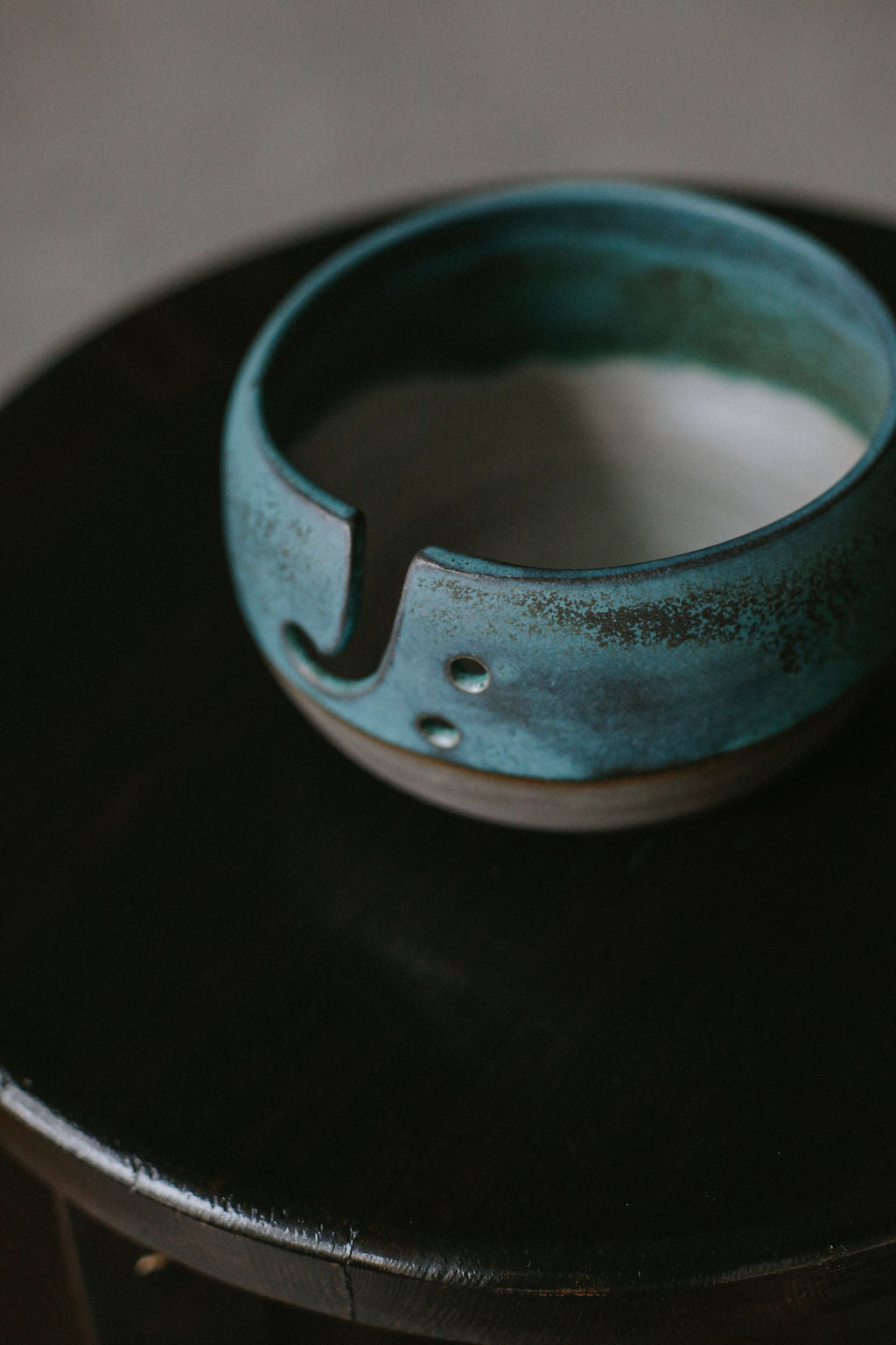 Knitting Bowl - Ceramic Yarn Holder - Dark Blue Glaze
