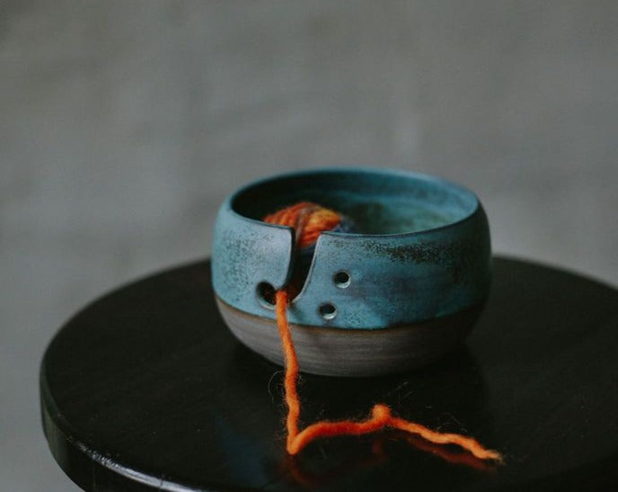 Handmade Ceramic Yarn Bowl - Anthracite Gray Stoneware