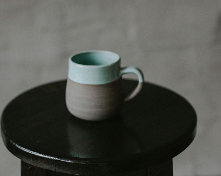 MUG EN CÉRAMIQUE"Gris + Vert Sarcelle"